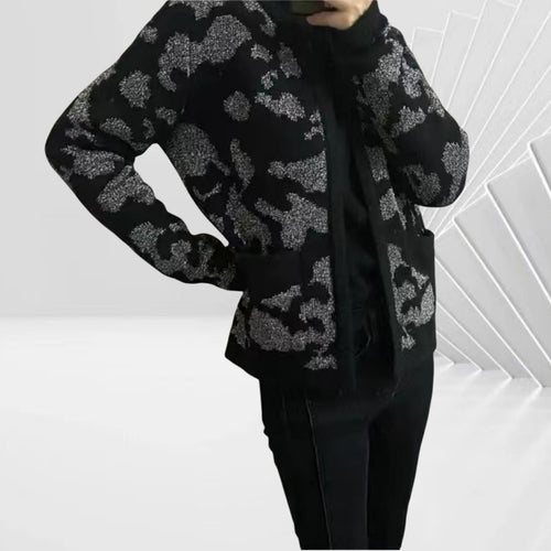 Damen Glitzernde Bomberjacke mit rüschenbesetzten Ärmeln und luxuriösem Design EB