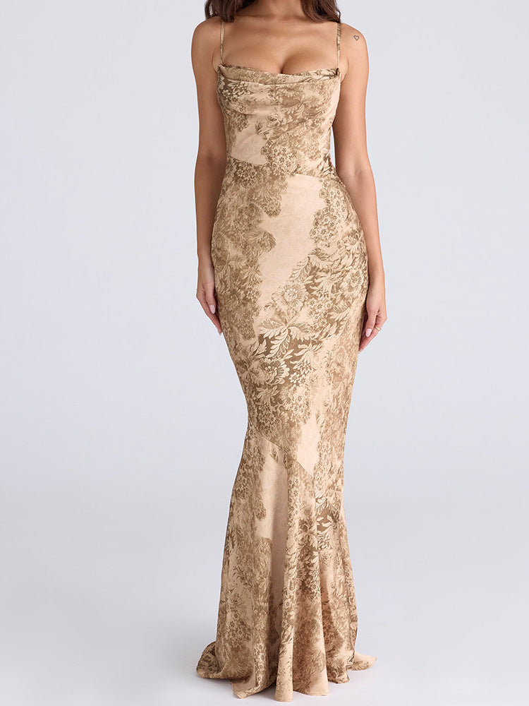 Damen Elegantes Maxikleid mit floralem Design EB