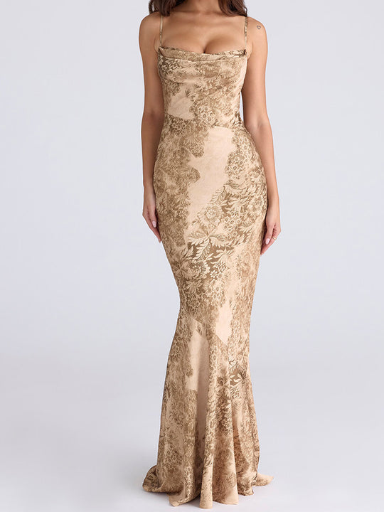 Damen Elegantes Maxikleid mit floralem Design EB