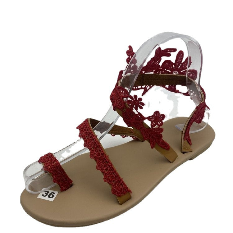 Damen Sandalen mit filigranem Häkelmuster EB
