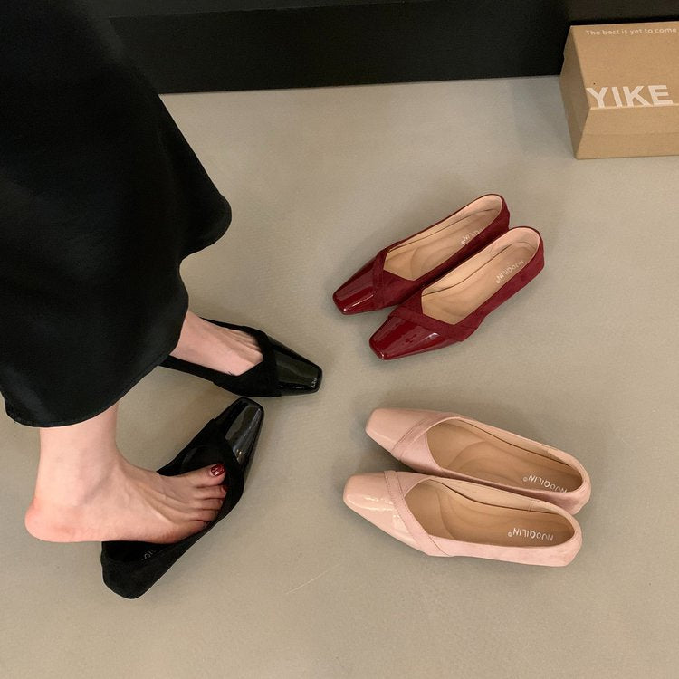 Damen elegante Ballerina-Pumps mit modischem Lederoberteil und komfortablem Fußbett EB