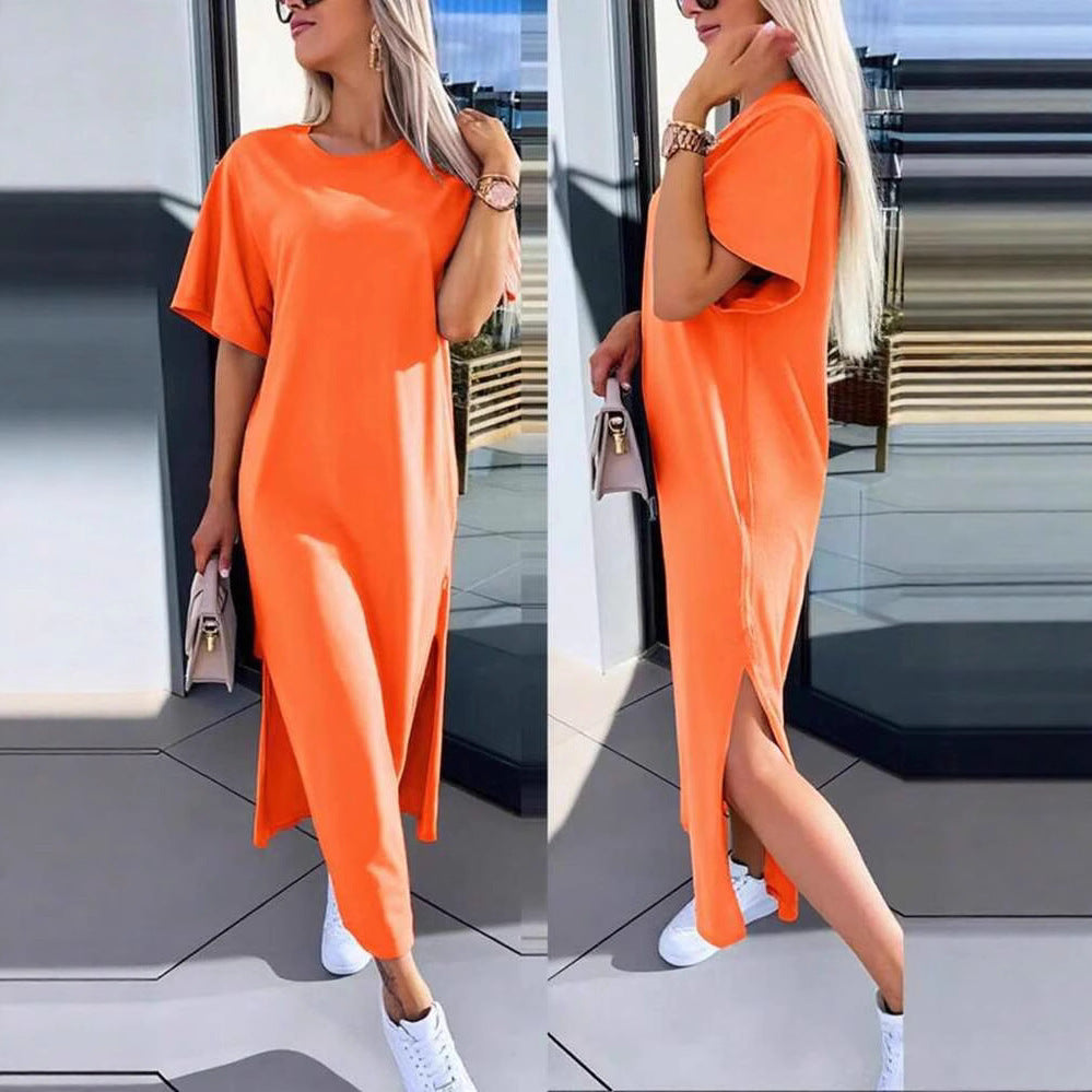 Damen Lässiges Maxikleid mit seitlichen Schlitzen und Oversize-Design EB