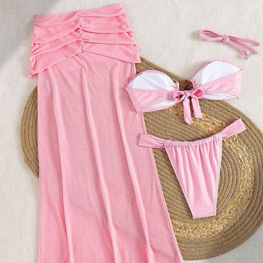 Damen Bandeau-Bikini mit fließendem Maxi-Rock EB
