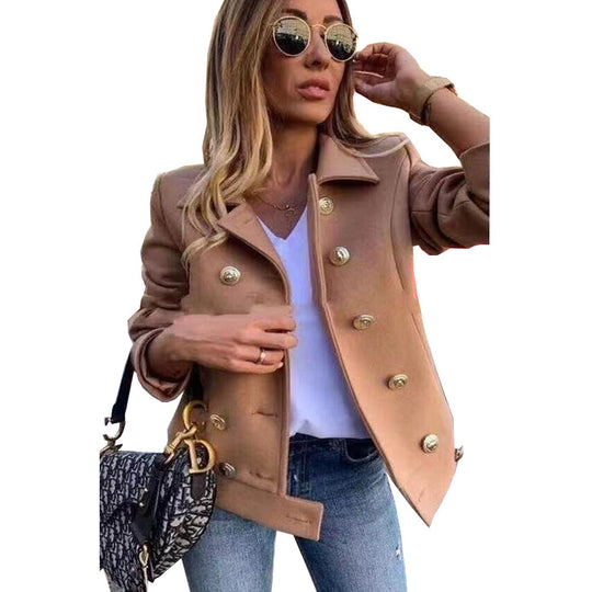 Damen Modischer JACKET mit goldfarbenen Knöpfen und lässigem Schnitt EB