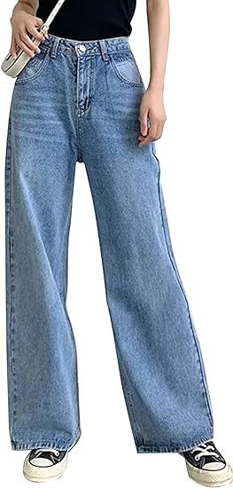 Damen Weit geschnittene high-waist Jeans mit klassischem Look EB