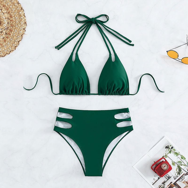 Damen Hochgeschnittener Bikini mit modischen Cut-Outs EB