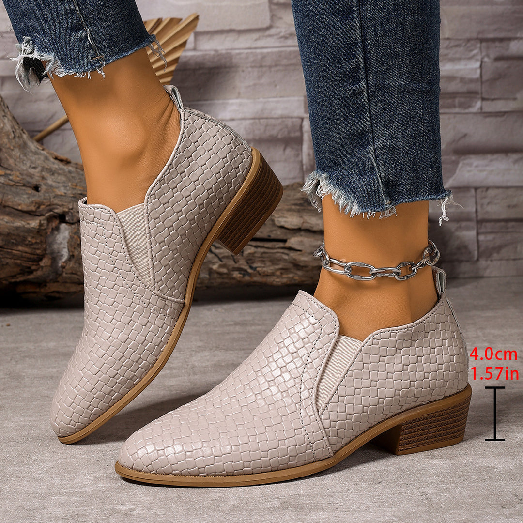 Damen elegante Ankle-Boots mit komfortablem Stretch-Einsatz und modischem Flecht-Design EB