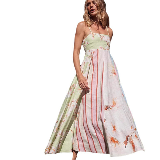 Damen Maxikleid mit floralem Design und verstellbaren Trägern EB