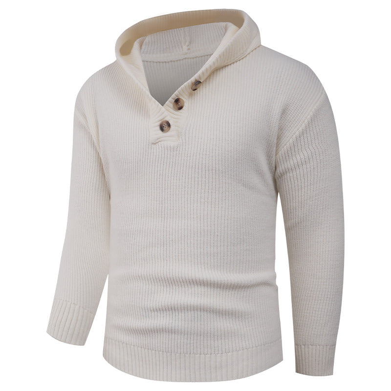 Herren Strickpullover mit hochabschließendem Kragen und Knopfdetails EB