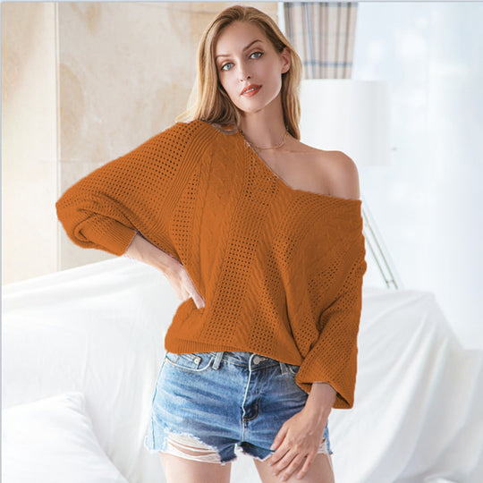 Damen Strickpullover mit modischem Lochmuster und oversized Schnitt EB