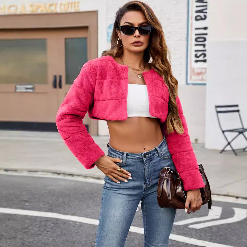Damen kurz geschnittene Fleecejacke EB