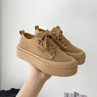 Damen Plattform Sneakers mit luxuriösem Wildleder-Obermaterial und modischem Schnürdesign EB