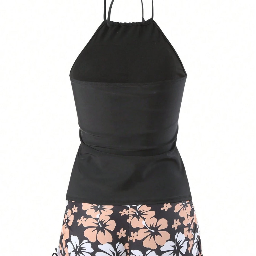 Damen Sportives Tankini-Set mit Blumendruck EB