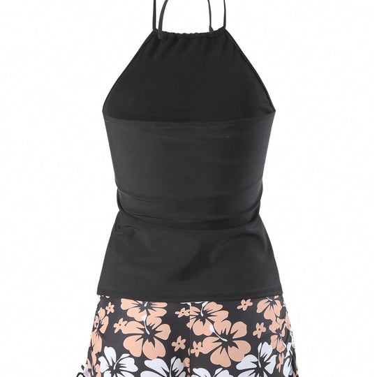 Damen Sportives Tankini-Set mit Blumendruck EB