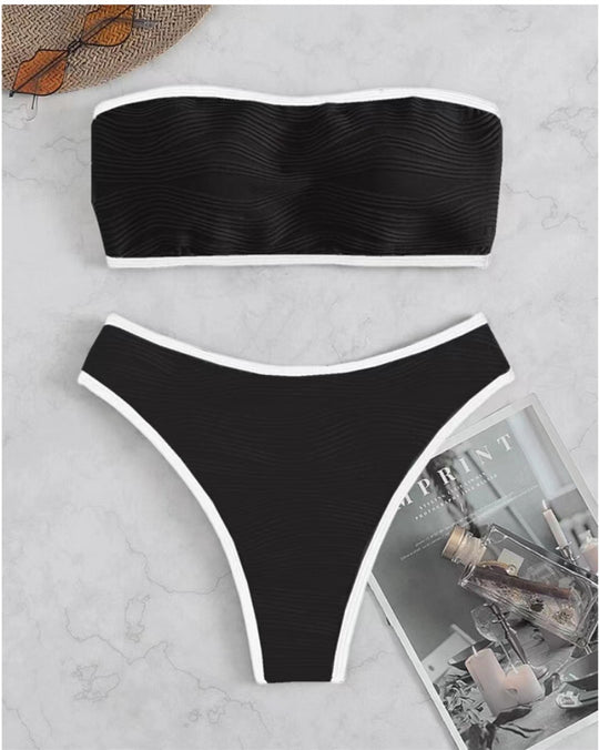 Damen Bandeau-Bikini-Set mit strukturiertem Design EB