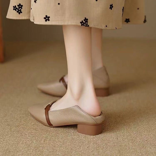 Damen Elegante Ballerinas mit komfortablem Blockabsatz und modischem Riemen EB