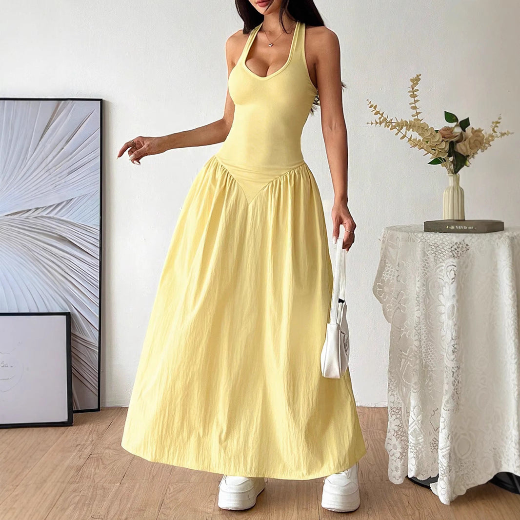 Damen Maxidress mit U-Ausschnitt und fließendem Rock EB