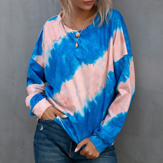 Damen lässiges Tie-Dye Langarmshirt EB
