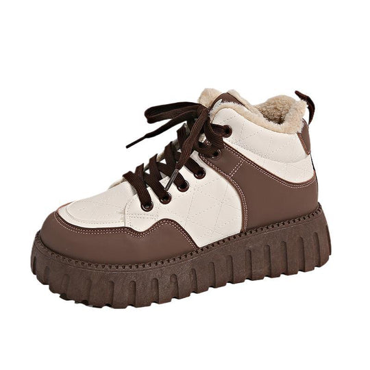 Damen Warmfutter Sneakers mit dickem Plateau EB