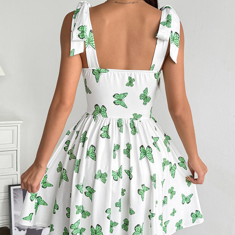 Damen Sommerkleid mit verspieltem Schmetterlingsdesign und verstellbaren Trägern EB