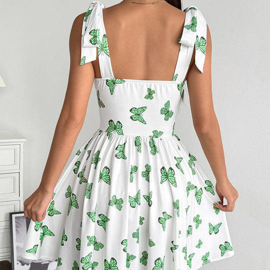 Damen Sommerkleid mit verspieltem Schmetterlingsdesign und verstellbaren Trägern EB