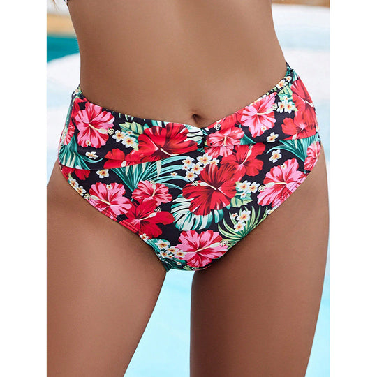 Damen Hochgeschnittener Bikini mit floralen Design EB