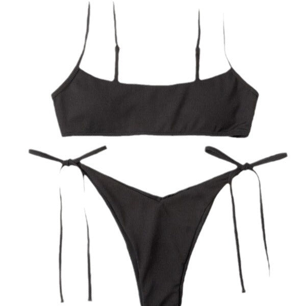 Damen Bikiniset mit verstellbaren Bändern und modischem Rippdesign EB