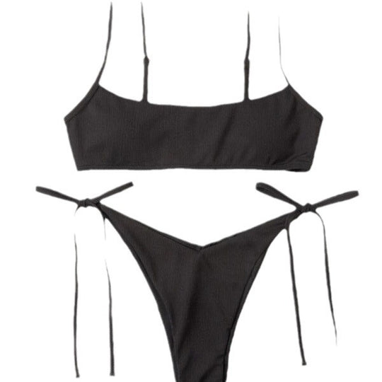 Damen Bikiniset mit verstellbaren Bändern und modischem Rippdesign EB