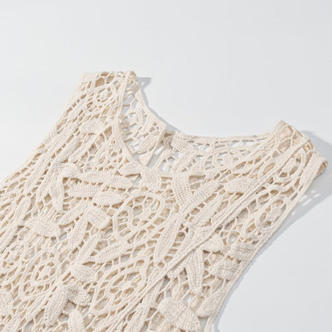 Damen Spitzenoberteil mit asymmetrischem Saum und floralen Mustern EB