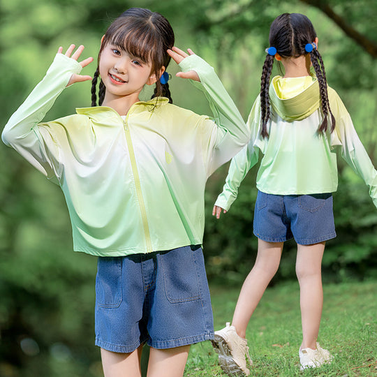 Damen nan leichte Kinder-Sonnenschutzjacke mit Kapuze R&B