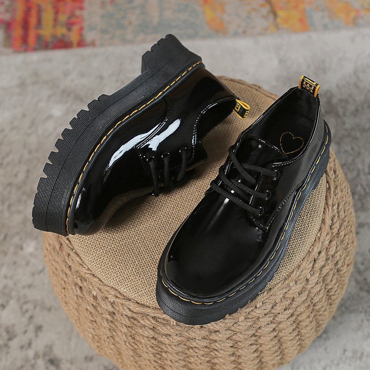 Damen modische Lacklederschuhe mit robuster Sohle und trendiger Nahtführung EB
