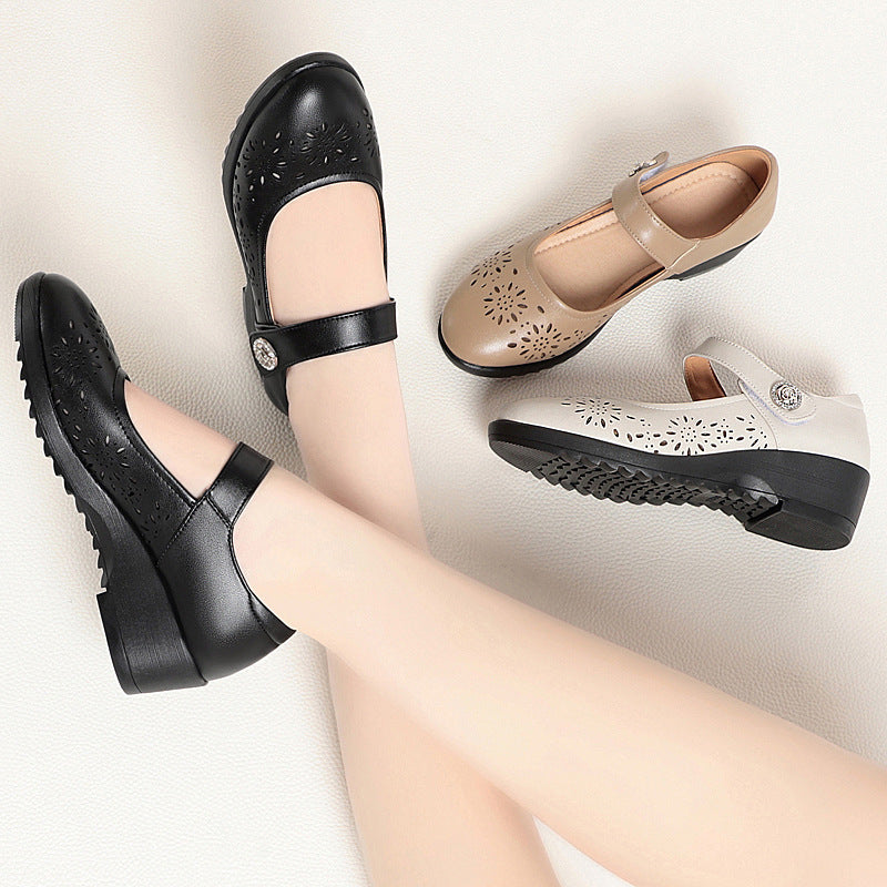 Damen Ballerinas mit modischer Lochmusterung und komfortablem Fersenbereich EB