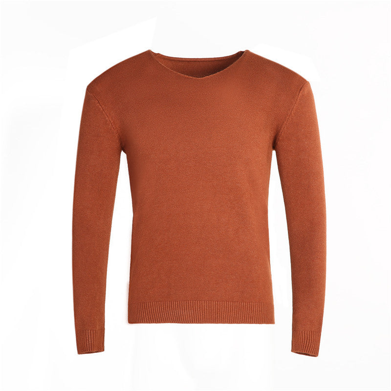 Herren nan feiner V-Ausschnitt-Pullover aus Baumwoll-Merino-Mix mit schmaler Silhouette EB