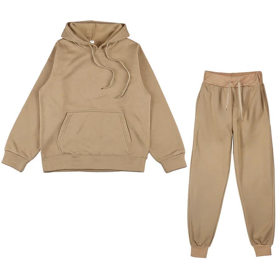 Unisex weiches Lounge-Set mit Oversize-Hoodie, taillenhoher Jogginghose und geripptem Knöchelabschluss EB