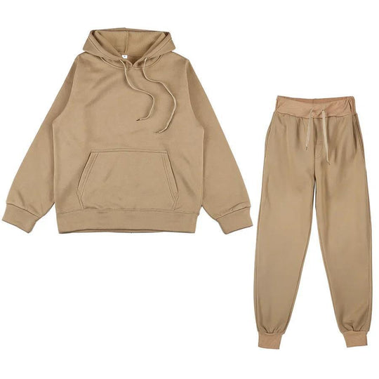 Unisex weiches Lounge-Set mit Oversize-Hoodie, taillenhoher Jogginghose und geripptem Knöchelabschluss EB