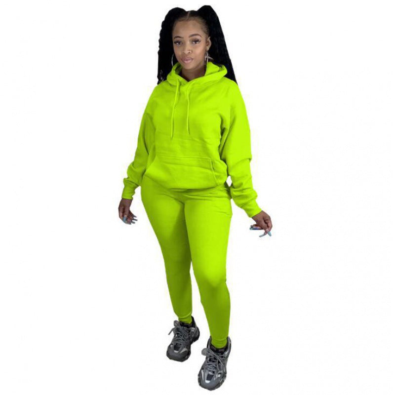Damen Zweiteiliges Freizeitset mit Oversize Kapuzenpullover und Leggings mit hohem Bund, schmaler Passform EB