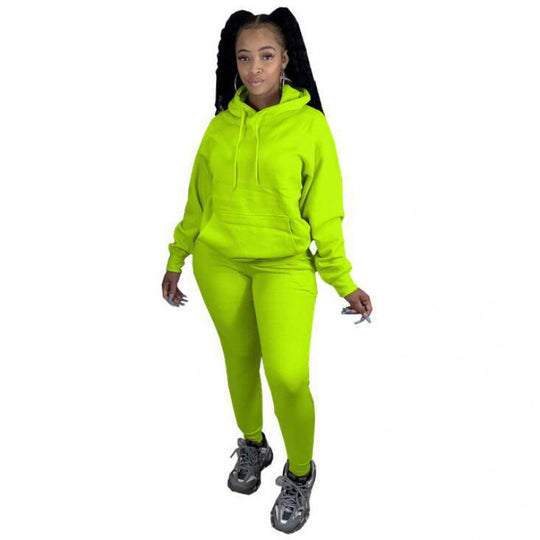 Damen Zweiteiliges Freizeitset mit Oversize Kapuzenpullover und Leggings mit hohem Bund, schmaler Passform EB