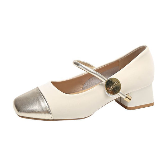 Damen Mary Jane Schuhe mit glänzendem Absatz EB
