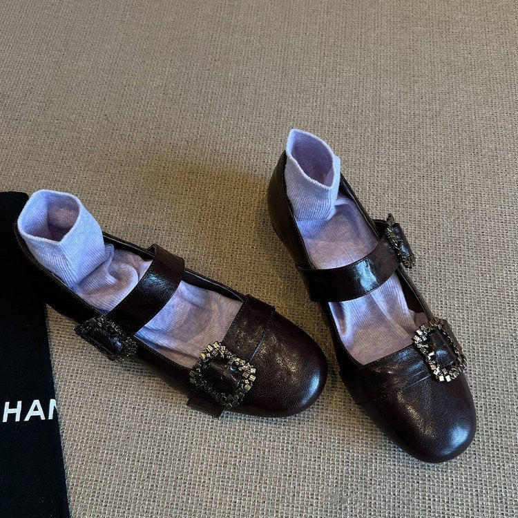 Damen elegante Ballerinas mit dekorativen Schnallen EB