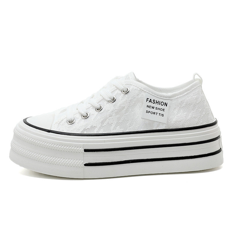 Damen Plateau-Sneaker mit modischem Textil-Obermaterial und rutschfester Sohle EB