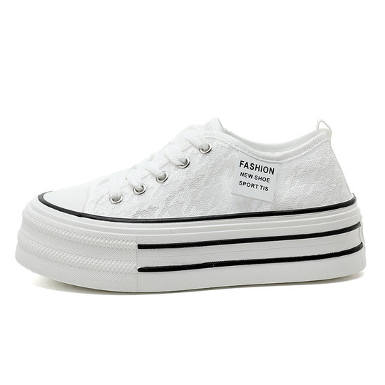Damen Plateau-Sneaker mit modischem Textil-Obermaterial und rutschfester Sohle EB