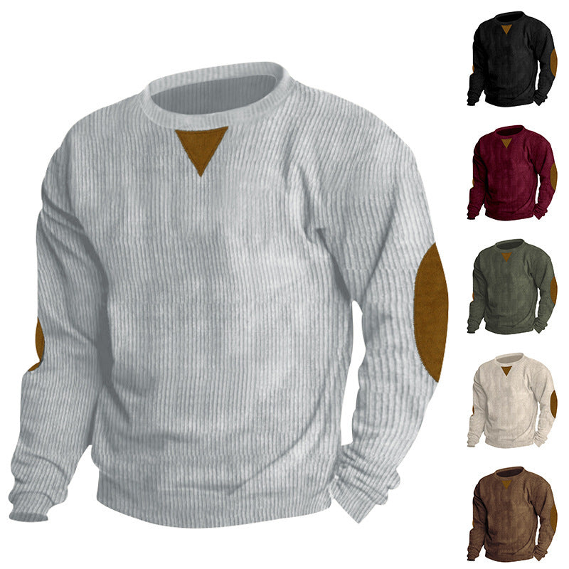 Herren Strickpullover mit einzigartigem strukturiertem Design und aufgesetzten Ellbogenpatches EB