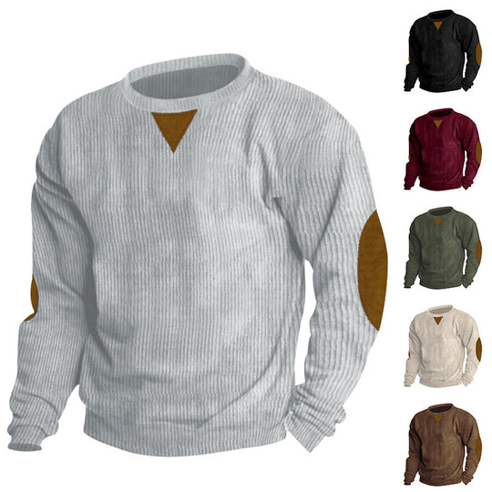 Herren Strickpullover mit einzigartigem strukturiertem Design und aufgesetzten Ellbogenpatches EB