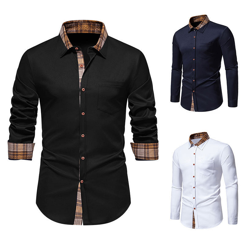 Herren Elegantes Langarmhemd mit Kontrastdetails EB
