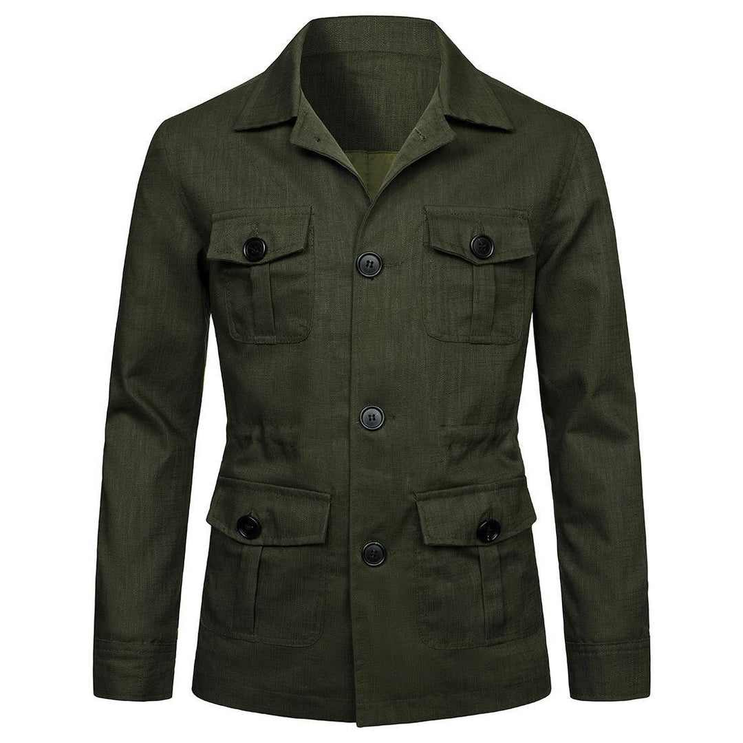 Herren nan Utility-Jacke aus Leinen mit vier aufgesetzten Taschen und taillierter Silhouette EB