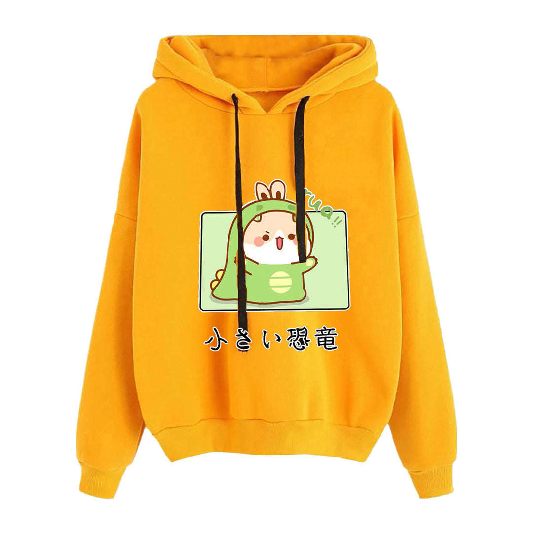 Damen nan kurz geschnittener Cropped-Kapuzenpullover mit niedlicher Frosch-Illustration und verstellbarer Kapuze EB