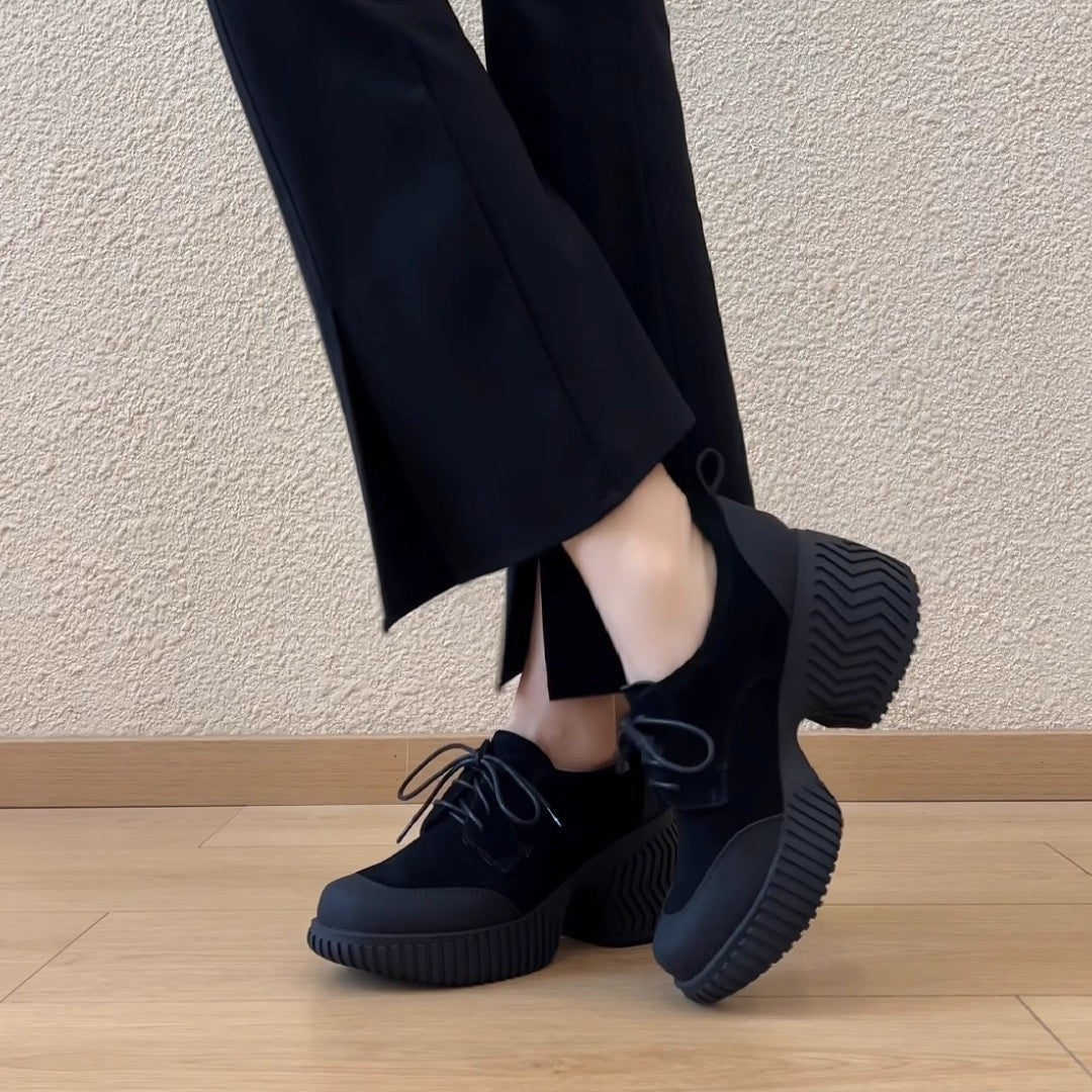 Damen bequeme Plateau-Schnürschuhe mit robustem Sohlenprofil und trendigem Design EB