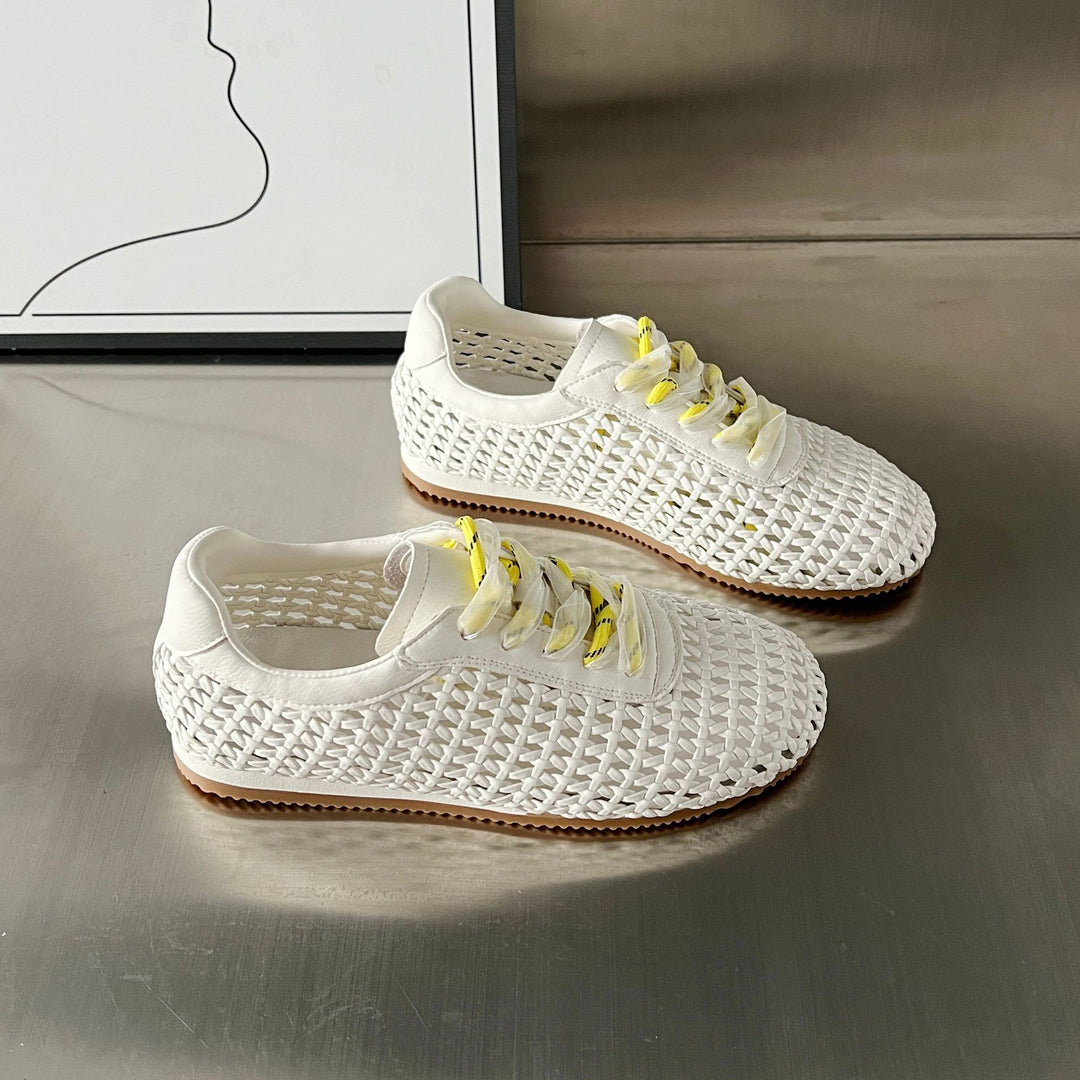 Damen Atmungsaktive Lace-Up Sneakers mit modischem Netzdesign EB