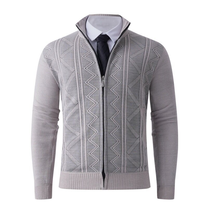 Herren Strickjacke mit modernem Zipper und eleganten Mustern EB