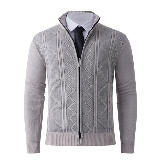 Herren Strickjacke mit modernem Zipper und eleganten Mustern EB